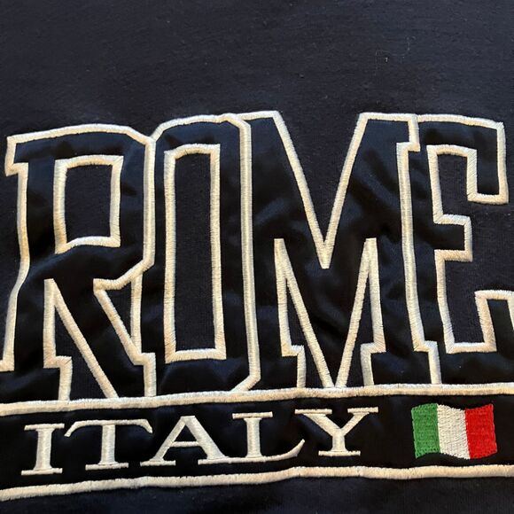 VTG Jerzees Super sweats XL Rome Italy Embroidered Dark Blue Crewneck Sweatshirt - Picture 3 of 8